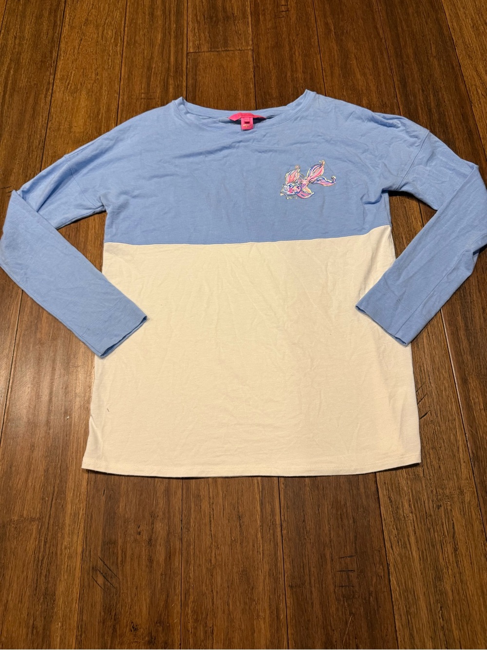 Lilly Pulitzer Colorblock Long Sleeve Shirt - Light Blue & Cream